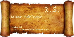 Kumer Sándor névjegykártya